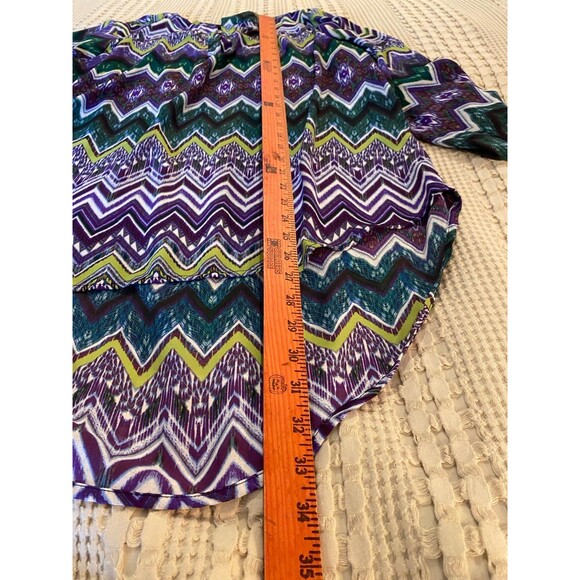Cato Blouse Plus Size XL purple Green Pattern Flowy High Low Casual Flattering - Picture 9 of 11
